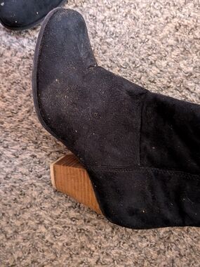 Black Suede Block Heel Women's Boots
